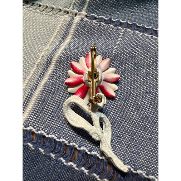 Vintage Red White Blue Enamel Pin Brooch Patriotic Jewelry 2.5” Holiday - Picture 2 of 6